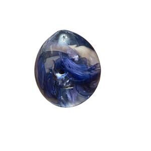 Hand Blown Art Glass Blue Swirl 3”Paperweight